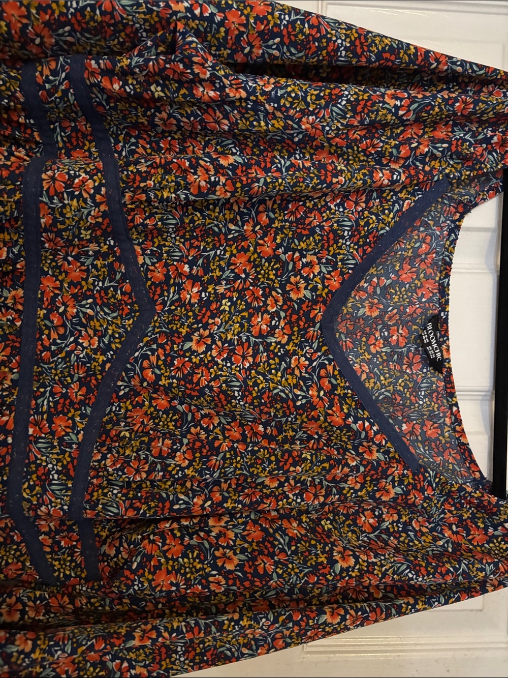 BloomChic Navy Maxi Dress with Red and Orange Floral Print - Picture 2 of 2